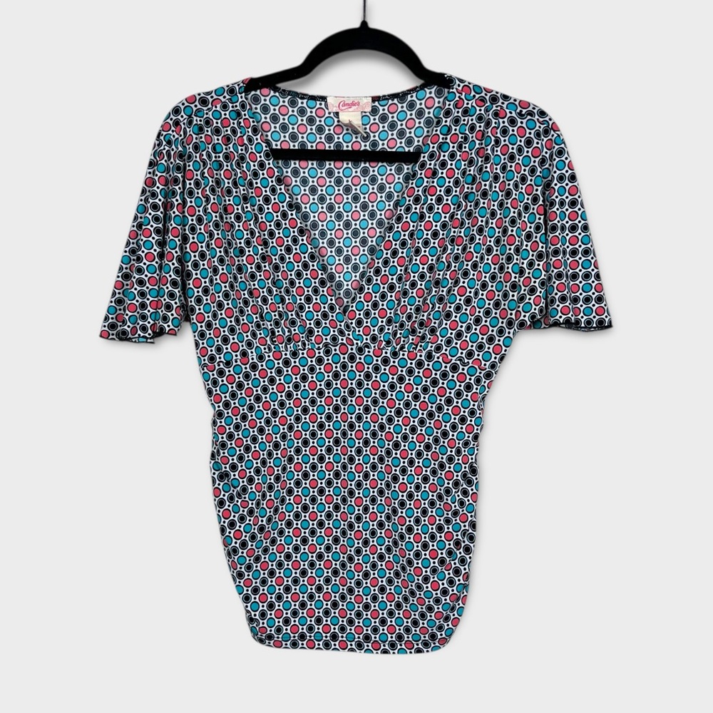 Y2k‎ Candies Ruched Babydoll Polka Dot Top Large Twee Preppy